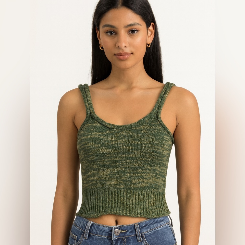 Cider S Green Knit Cropped Tank top